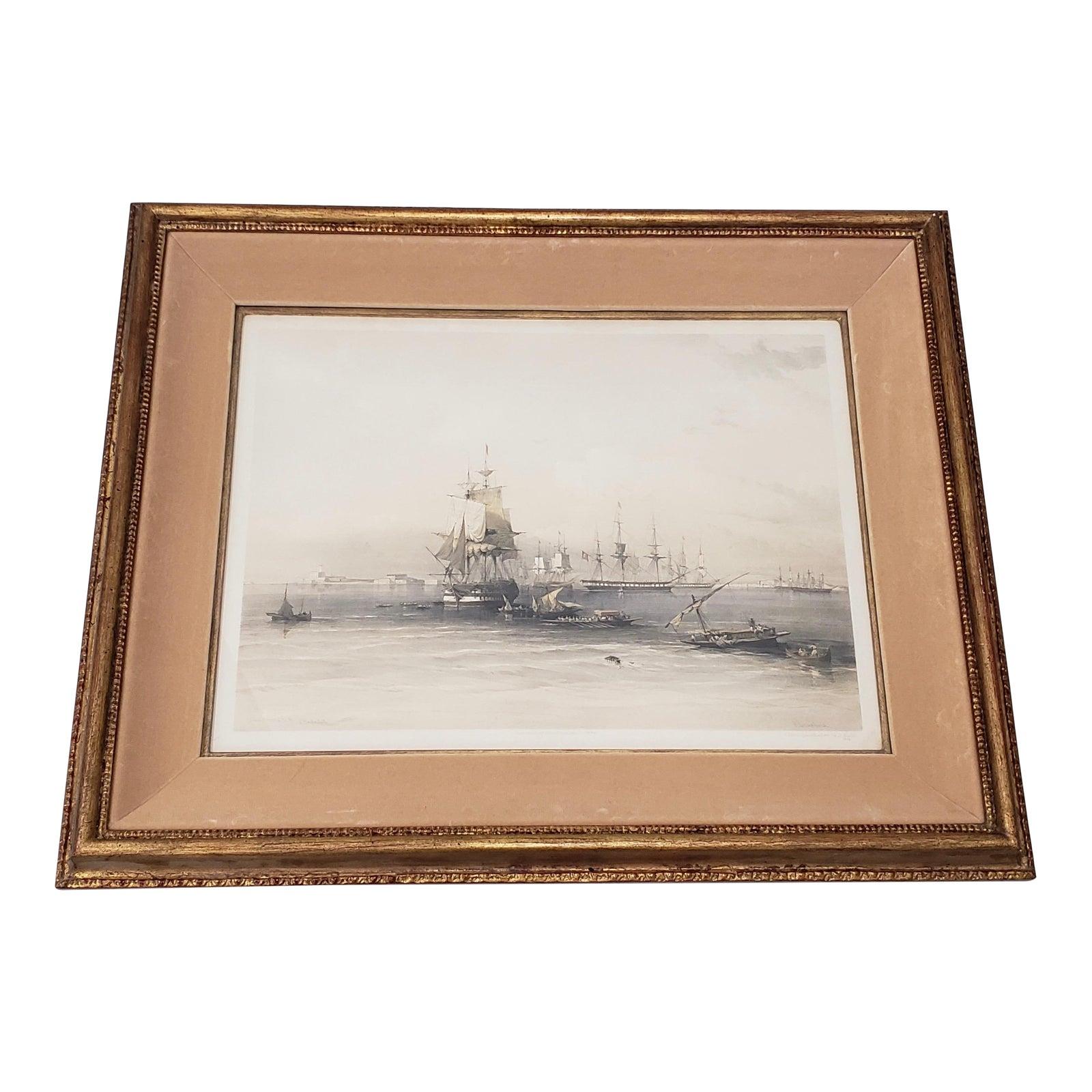 David Roberts "Approach to Alexandria" Original Lithograph w/ Hand Coloring c.1848

Published by F.G. Moon in London, 1848 with Colour Accentuation by D. Leslie, 1976.

Dimensions 20" x 15". The frame measures 30" x 24.5".

Good antique condition.