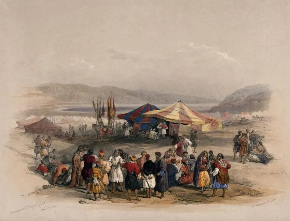 David Roberts Landscape Print - Encampment of Pilgrims at Jericho