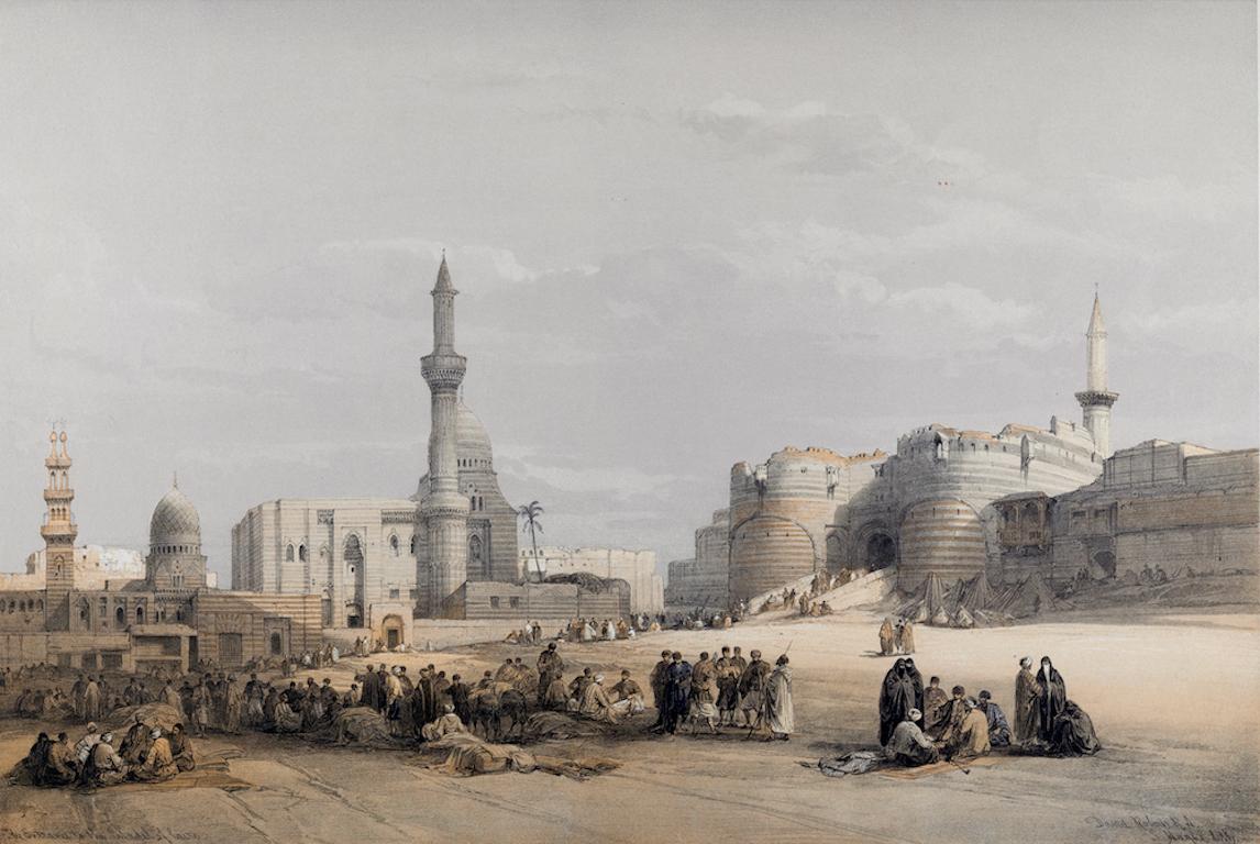 Entrance to the Citadel of Cairo, Egypt: A 19th C. Lithograph by David Roberts For Sale 1