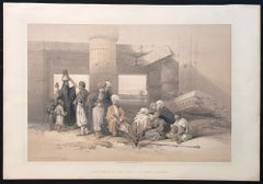 Entrance to the Temple of Amun, Egypt. David Roberts Oriental lithograph, 1841.