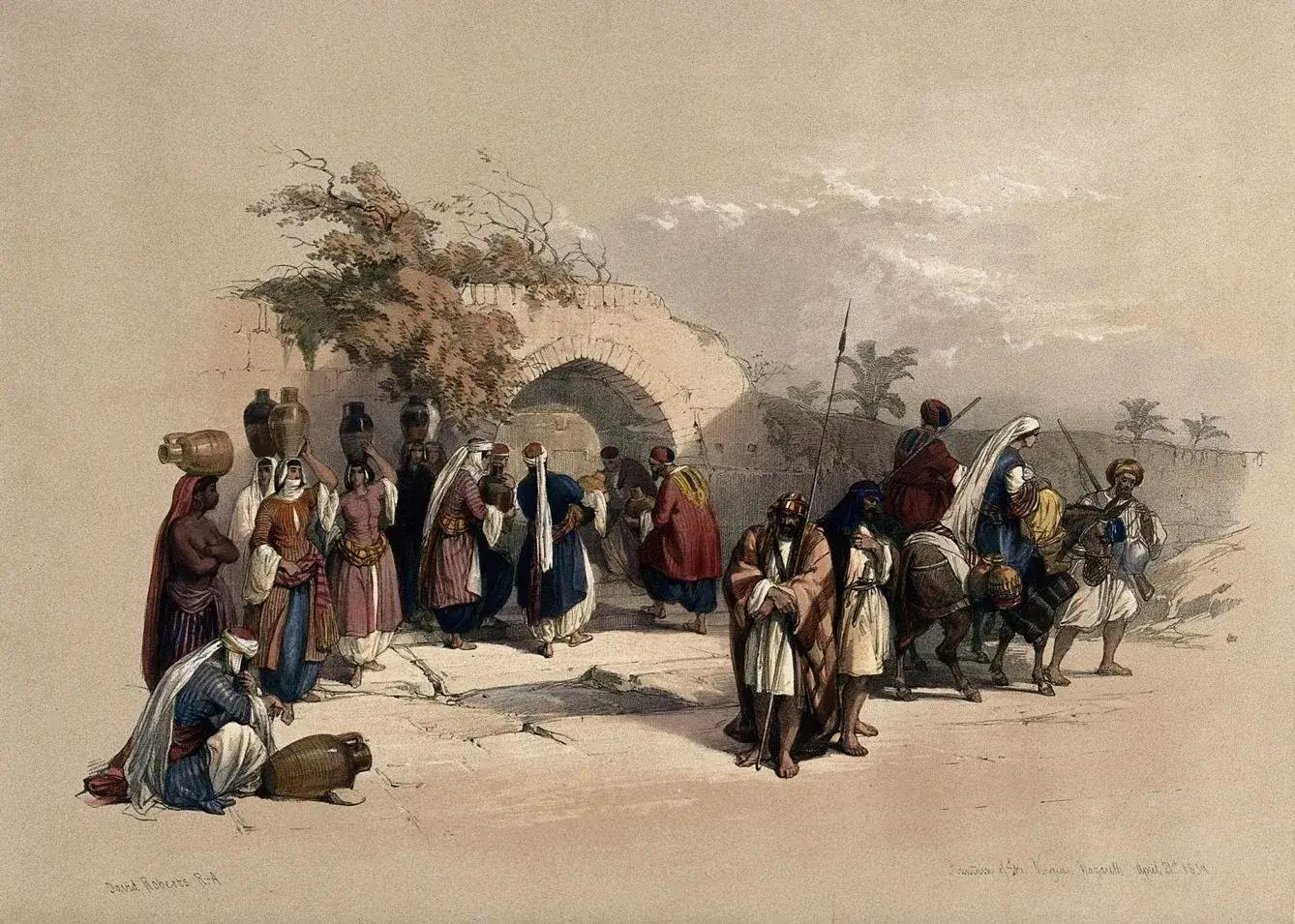 David Roberts Landscape Print - Fountain of the Virgin, Nazareth