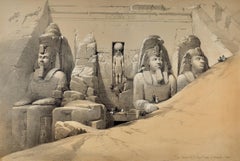 Vorderseite des Großen Tempels von Abu Simbel: Original-Lithographie aus dem 19. Jahrhundert von D. Roberts