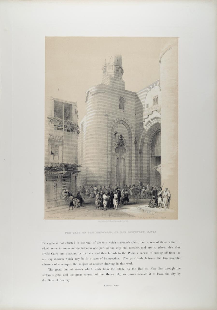 Gate of the Metwalis, Cairo, Egypt: Original 19th C. Lithograph by David Roberts For Sale 2