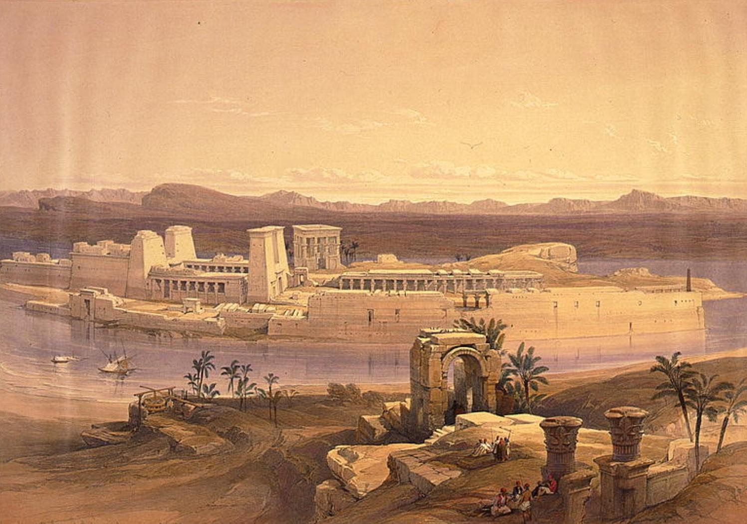 David Roberts Landscape Print - General View of the Island of Philae, Nubia
