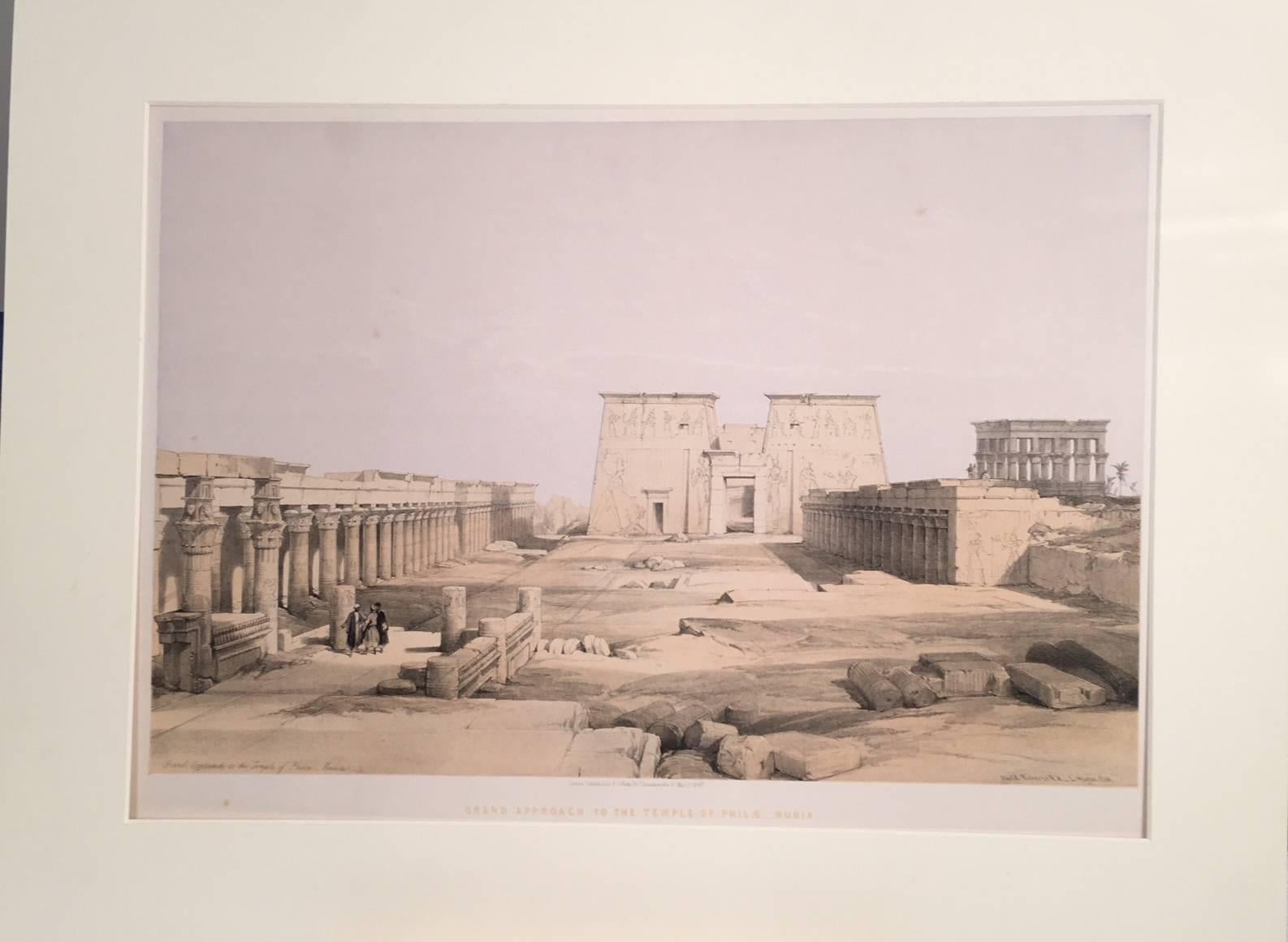 David Roberts Landscape Print - Grand Approach to The Temple of Philae -- Nubia