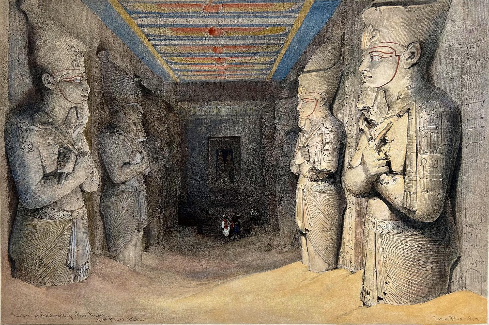 Intérieur du grand temple d'Au-dessus Simbel - Orientaliste - David Roberts 