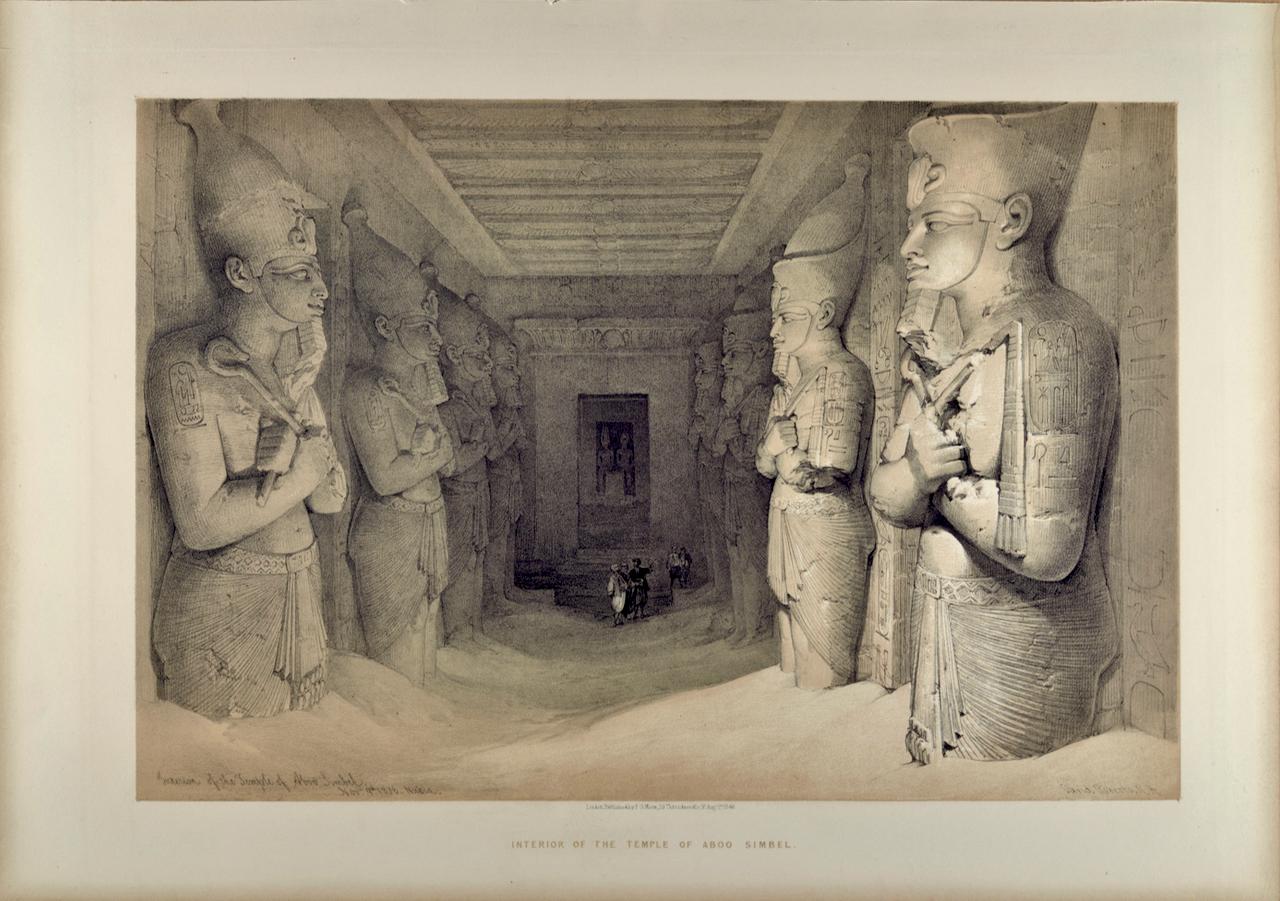 Interior of the Temple Abu Simbel, Egypt: A 19th C. Lithograph by David Roberts