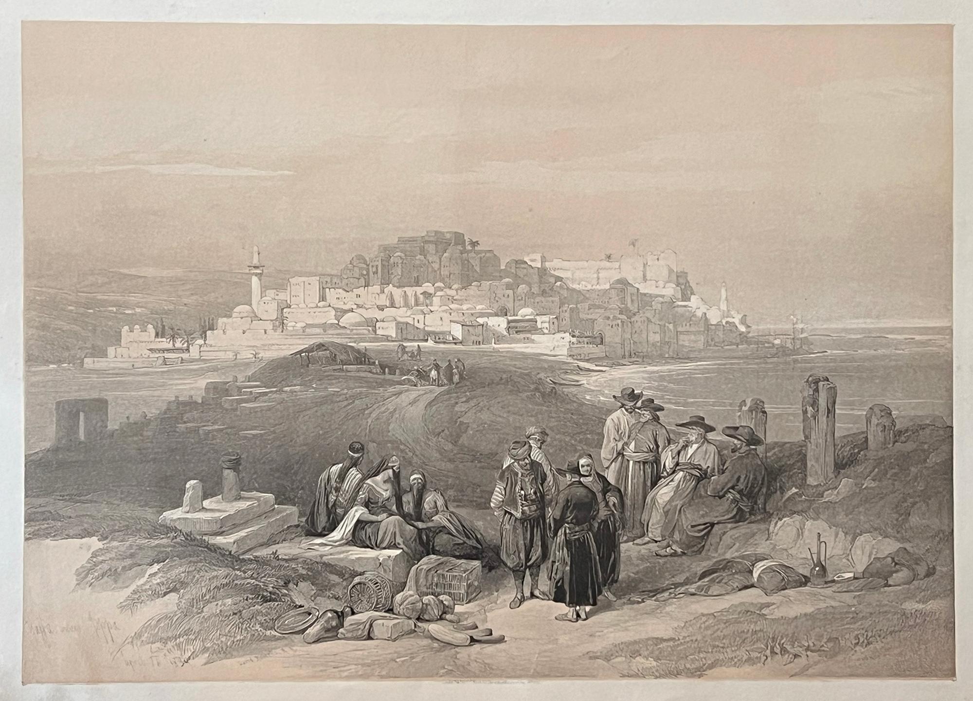 Jaffra mirando al Sur. Litografía de David Roberts sobre Tierra Santa, 1843.