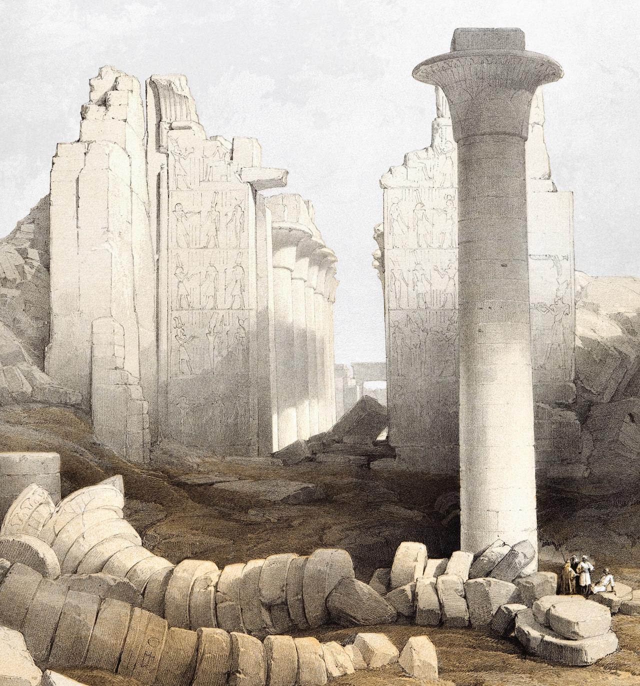 Karnac, 29. November 1838 in Ägypten: David Roberts' zweifarbige Lithographie aus dem 19. Jahrhundert im Angebot 2