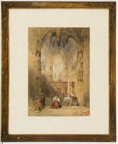 Manner of David Roberts - 19th Century English Watercolour, Church Interior