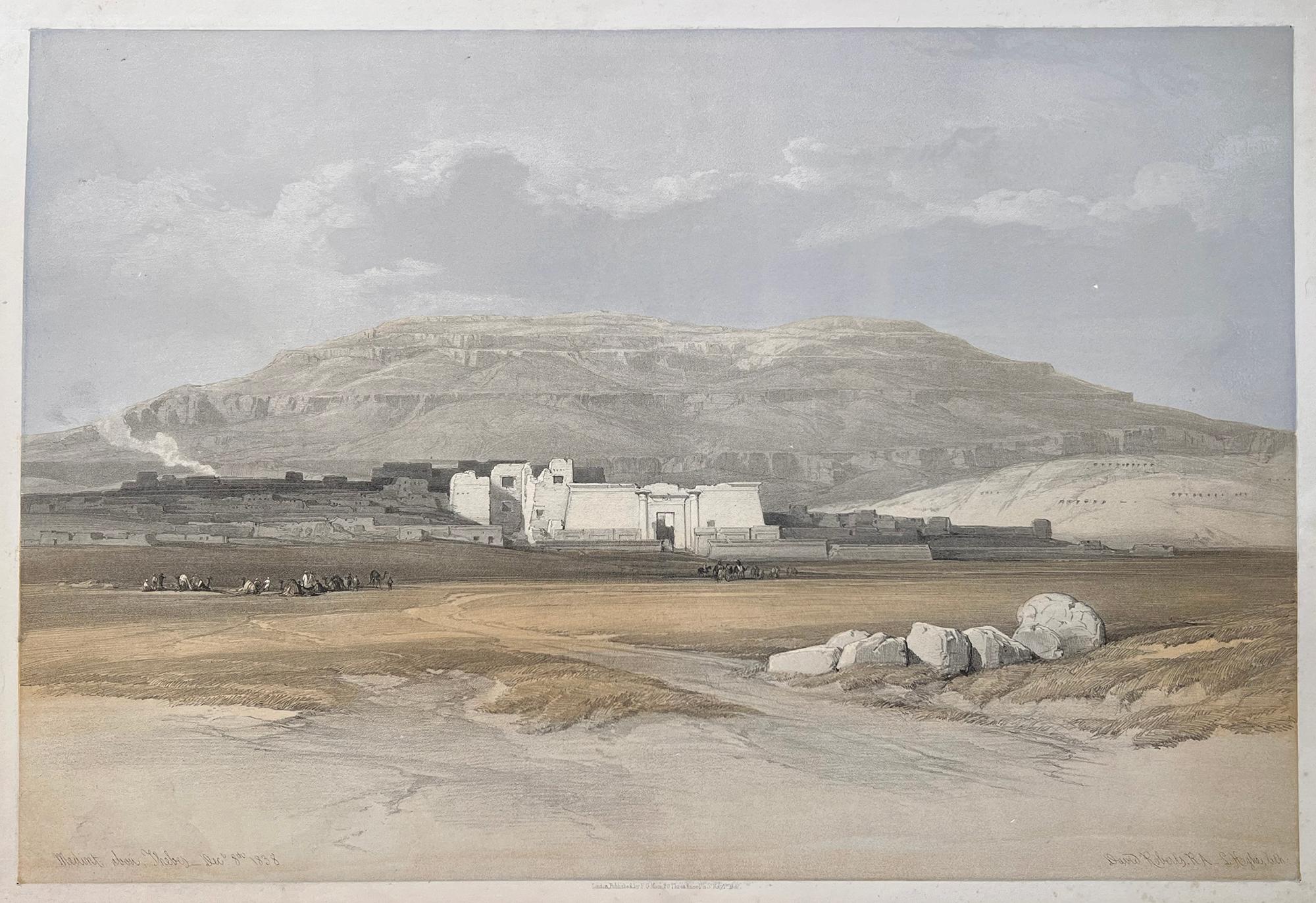 Medinet Abou, Tebas, Egipto. Litografía oriental de David Roberts, 1847.