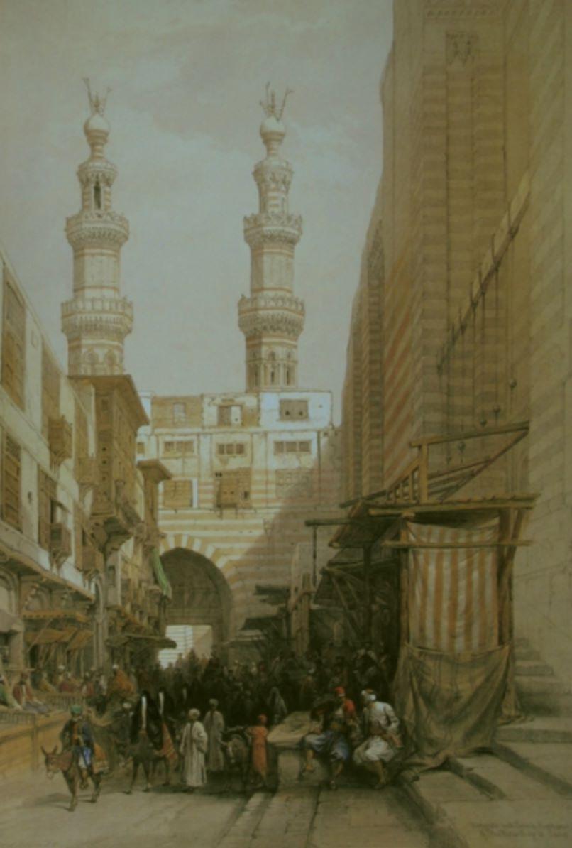 David Roberts Landscape Print - Minaret & Grand Entrance of the Metwaleys, Cairo