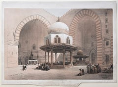 Mosque of Sultan Hassan, Cairo, Egypt. David Robert's Oriental lithograph, 1848.