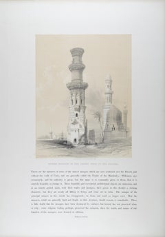 Mezquitas en el desierto al oeste de la Ciudadela: Litografía original del siglo XIX de D. Roberts