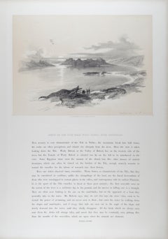 Nile Near Wady Dabod, with Crocadiles: Original 19th C. Lithograph by D. Roberts
