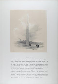 Obelisco de On, Luxor, Egipto: Litografía original del siglo XIX por D. Roberts