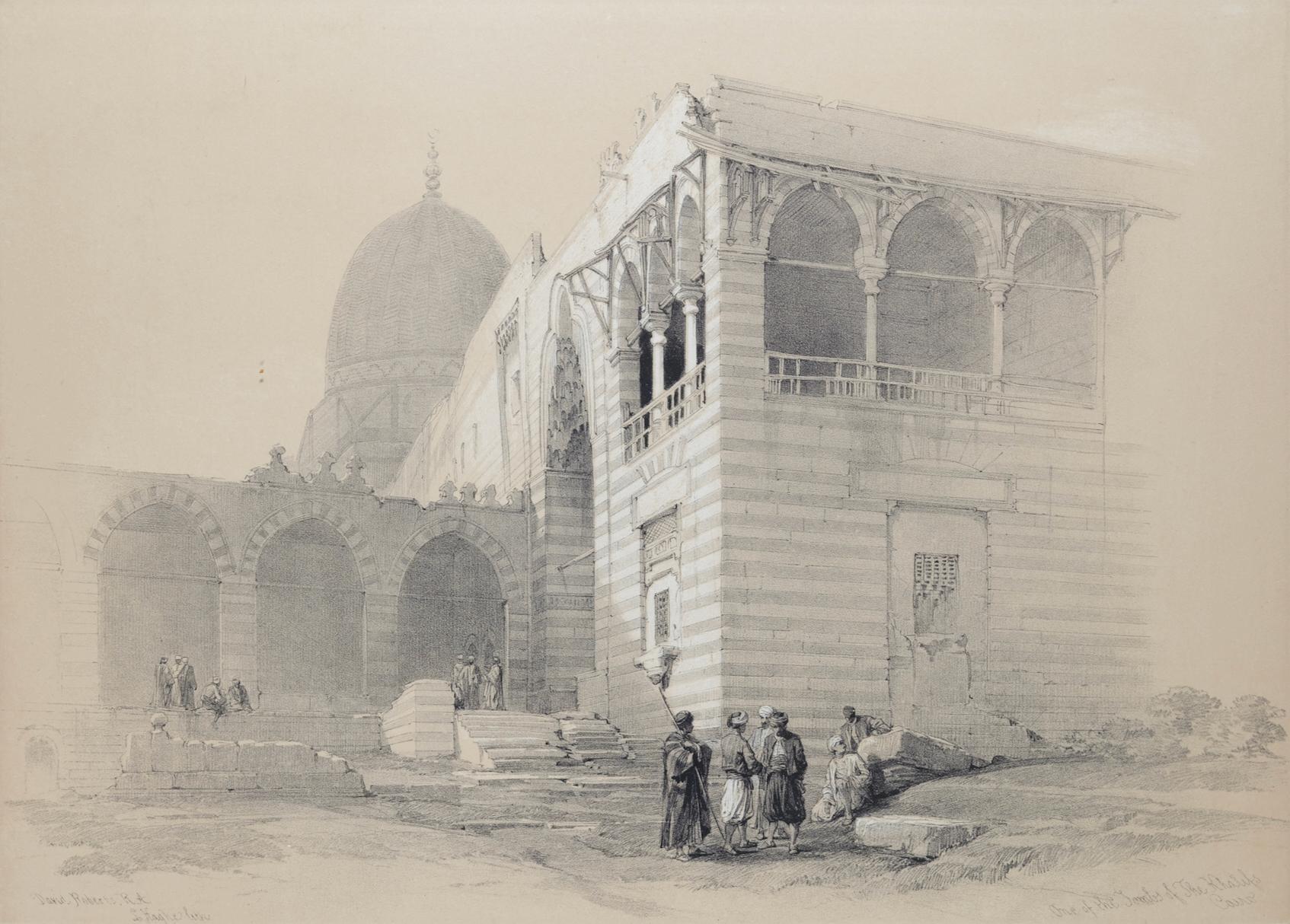One Tomb of the Caliphs, Cairo: Original 19th C. Lithograph by D. Roberts