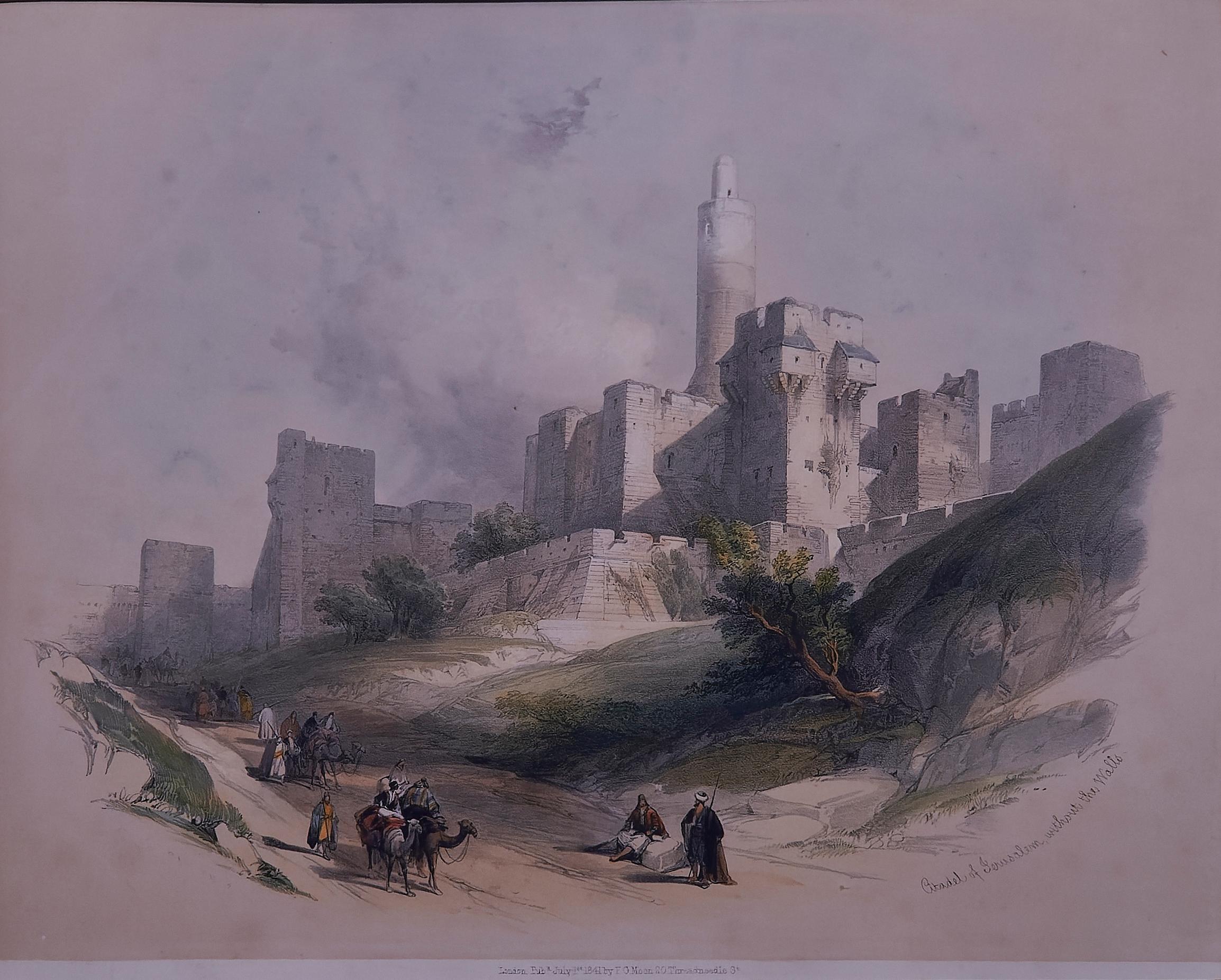 Pair of 19th C Hand Colored Engravings by David Roberts 1
