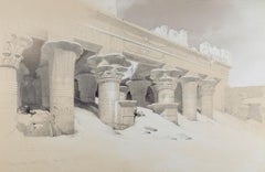 Part of the Portico of Edfou, Egypt: Original 19th C. Lithograph by D. Roberts