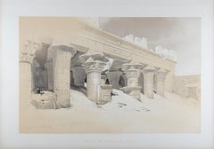 Part of the Portico of Edfou, Egypt: Original 19th C. Lithograph by D. Roberts