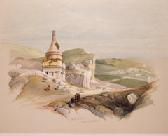 Pillar of Absalom in der Nähe von Jerusalem: David Roberts' handkolorierte Lithographie aus dem 19. Jahrhundert