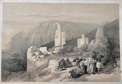 Restos de un arco de triunfo, Petra, Jordania. Litografía de David Roberts, 1849.