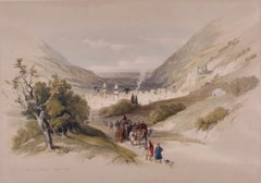 Road to Nablous, West Bank: A 19th C. Hand-colored Lithograph by David Roberts