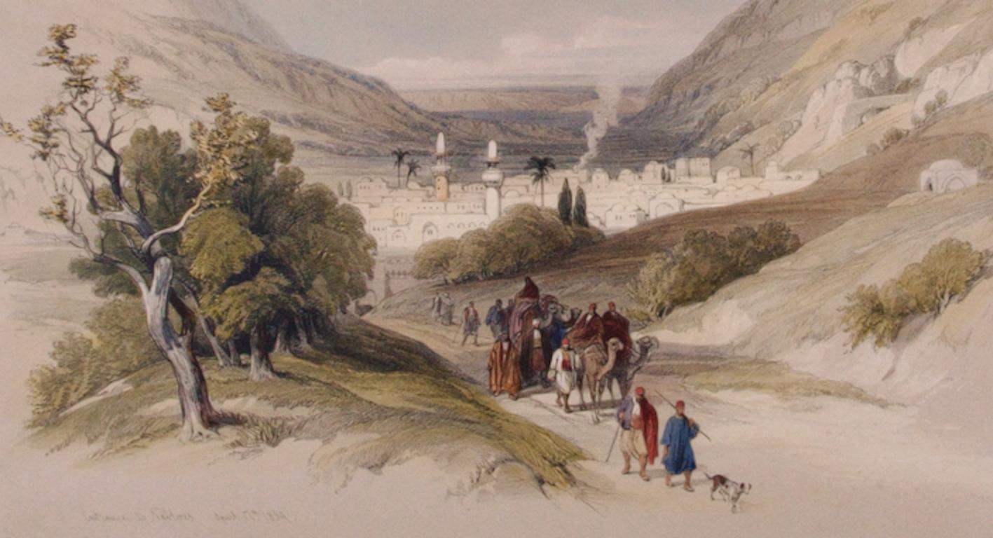 Strada per Nablous, Cisgiordania: A.I.C., litografia colorata a mano del XIX secolo, di David Roberts in vendita 2