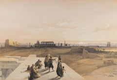 Rovine dell'antica Karnack, Egitto: Una litografia originale del XIX secolo di D. A.D.