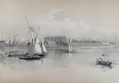 Ruines de Luxor, depuis le Nil : Une lithographie originale du C.I.C. par D. A.The.