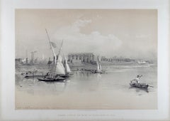 Ruines de Luxor, depuis le Nil : Une lithographie originale du C.I.C. par D. A.The.
