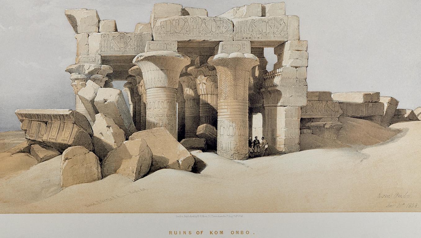 Ruins of the Temple of Kom Ombo, Egypt: A 19th C. Lithograph by David Roberts For Sale 3