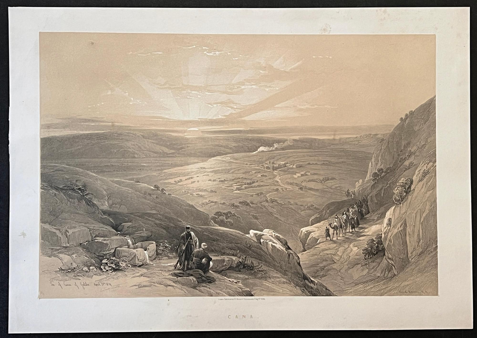 Lugar de Caná de Galilea. Litografía de David Roberts sobre Tierra Santa, 1844. en venta 1