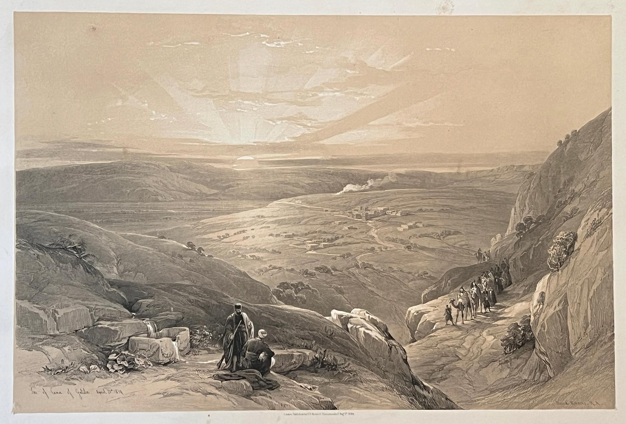 Lugar de Caná de Galilea. Litografía de David Roberts sobre Tierra Santa, 1844.