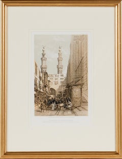 Five Framed Views of Egypt & Petra: Original 19th C. Lithographs by D. Roberts