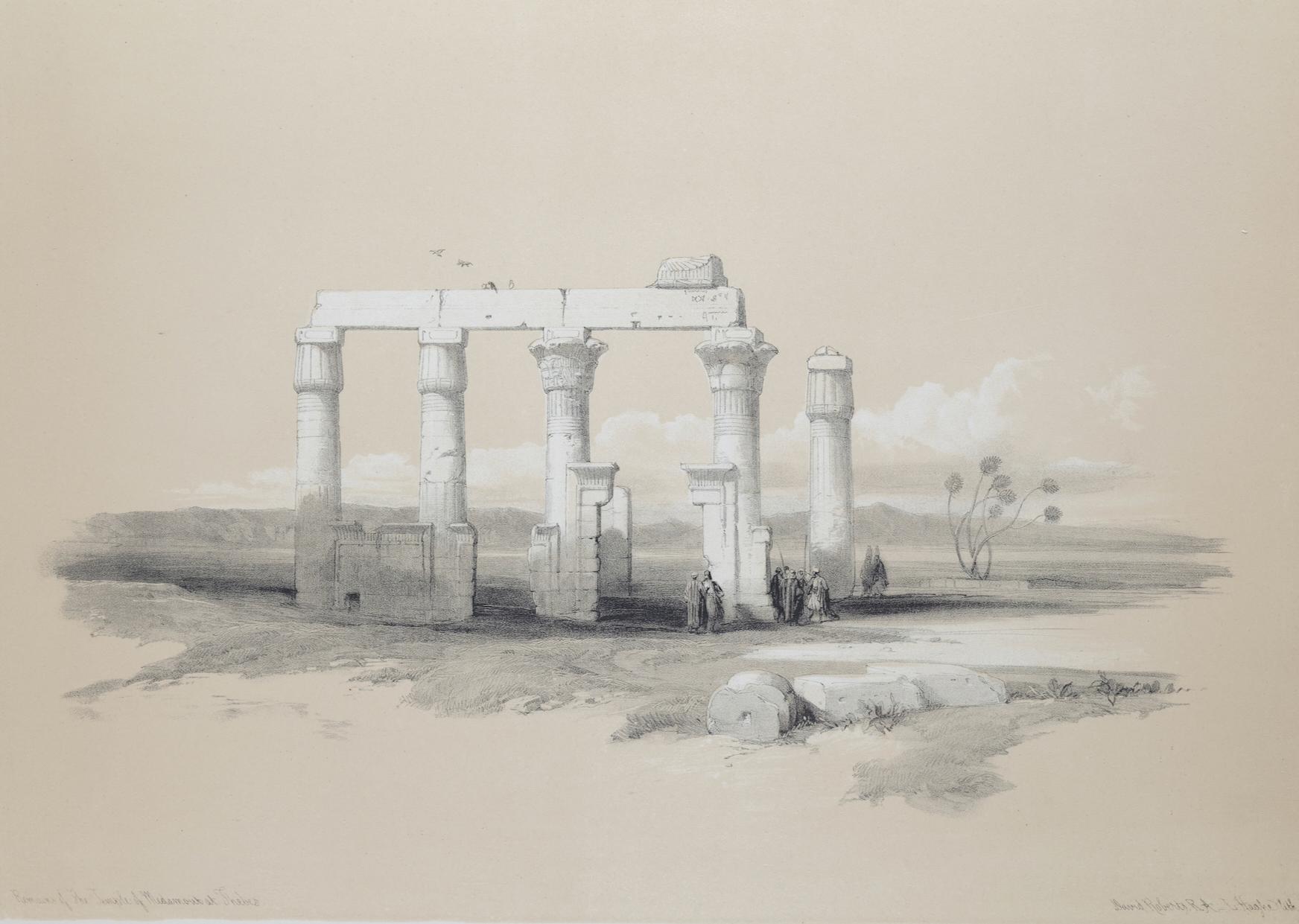 Interior Print di David Roberts - Tempio di Medamout, vicino a Tebe, Egitto: Litografia originale del 19° C. di D. Roberts