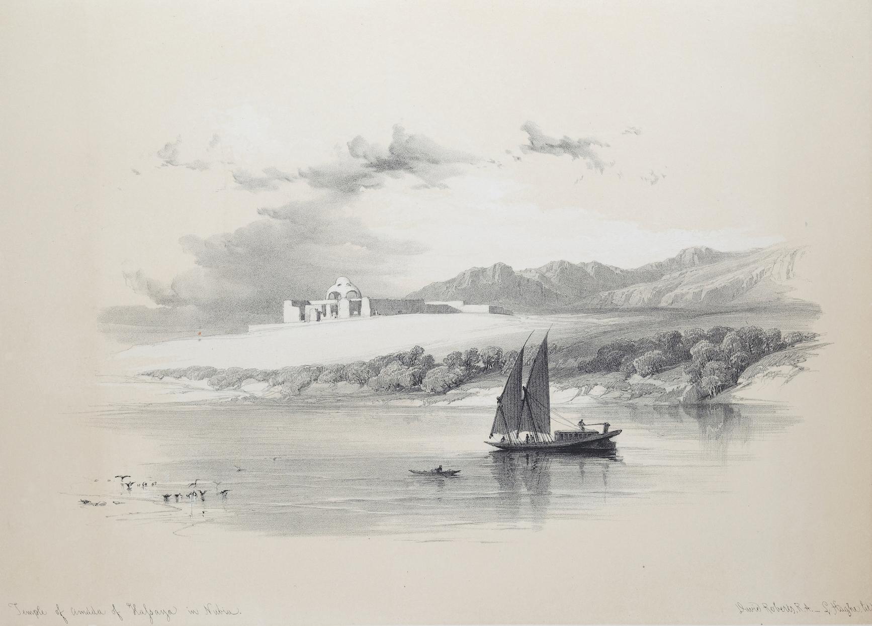 Interior Print David Roberts - Temple d'A'Mada, Nubie, Égypte : Lithographie originale du 19e C. par D. A.D. The