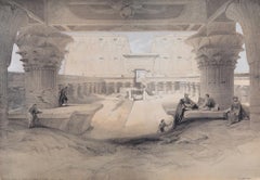 Temple d'Edfou, Haute Egypte : Une lithographie originale du C.I.A.D. par D. A. Robert
