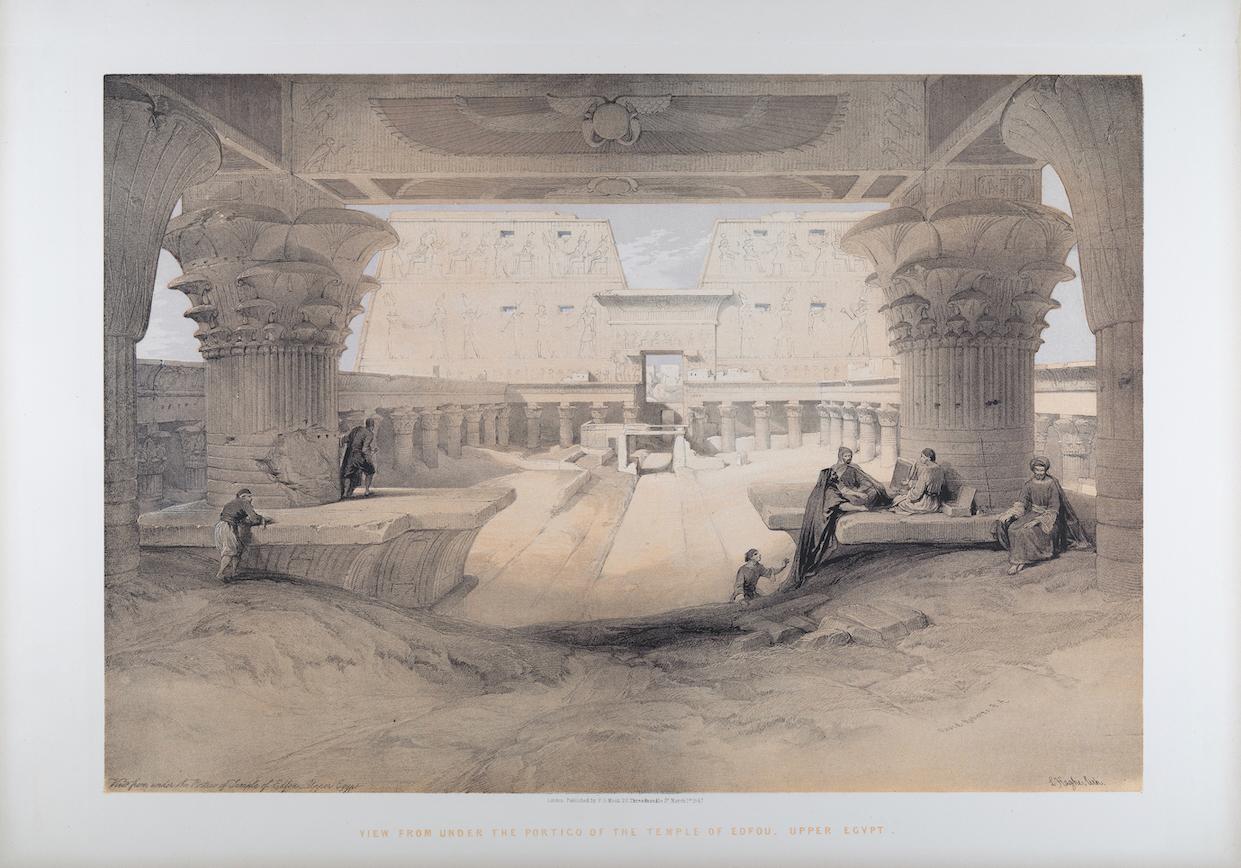 Temple of Edfou, Upper Egypt: An Original 19th C. Lithograph by D. Roberts