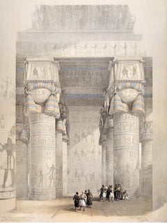 Temple of Hathor, Dendera Egypt: David Roberts' 19th C. Hand-colored Lithograph