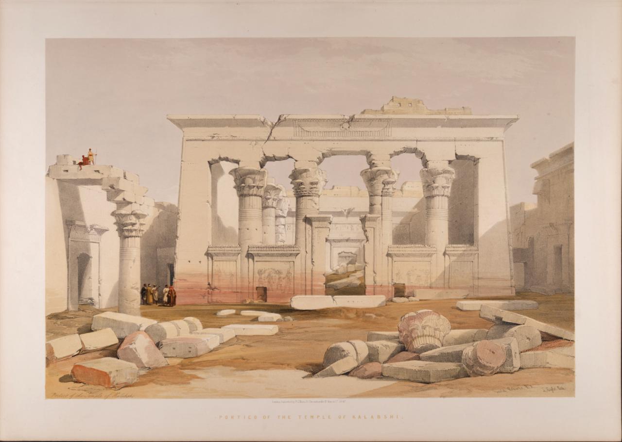 Temple of Kalabshi, Égypte : Lithographie colorée à la main de David Roberts, 19e siècle