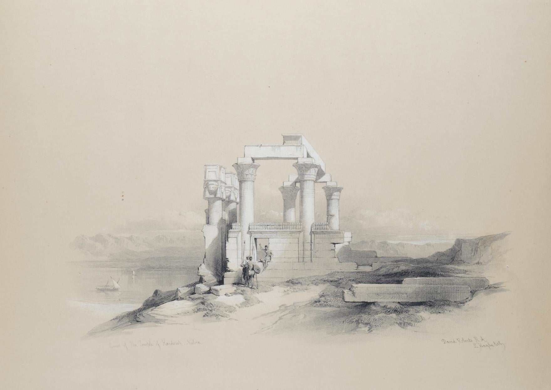Temple of Wady Kardassy, Nubia, Egypt: Original 19th C. Lithograph by D. Roberts