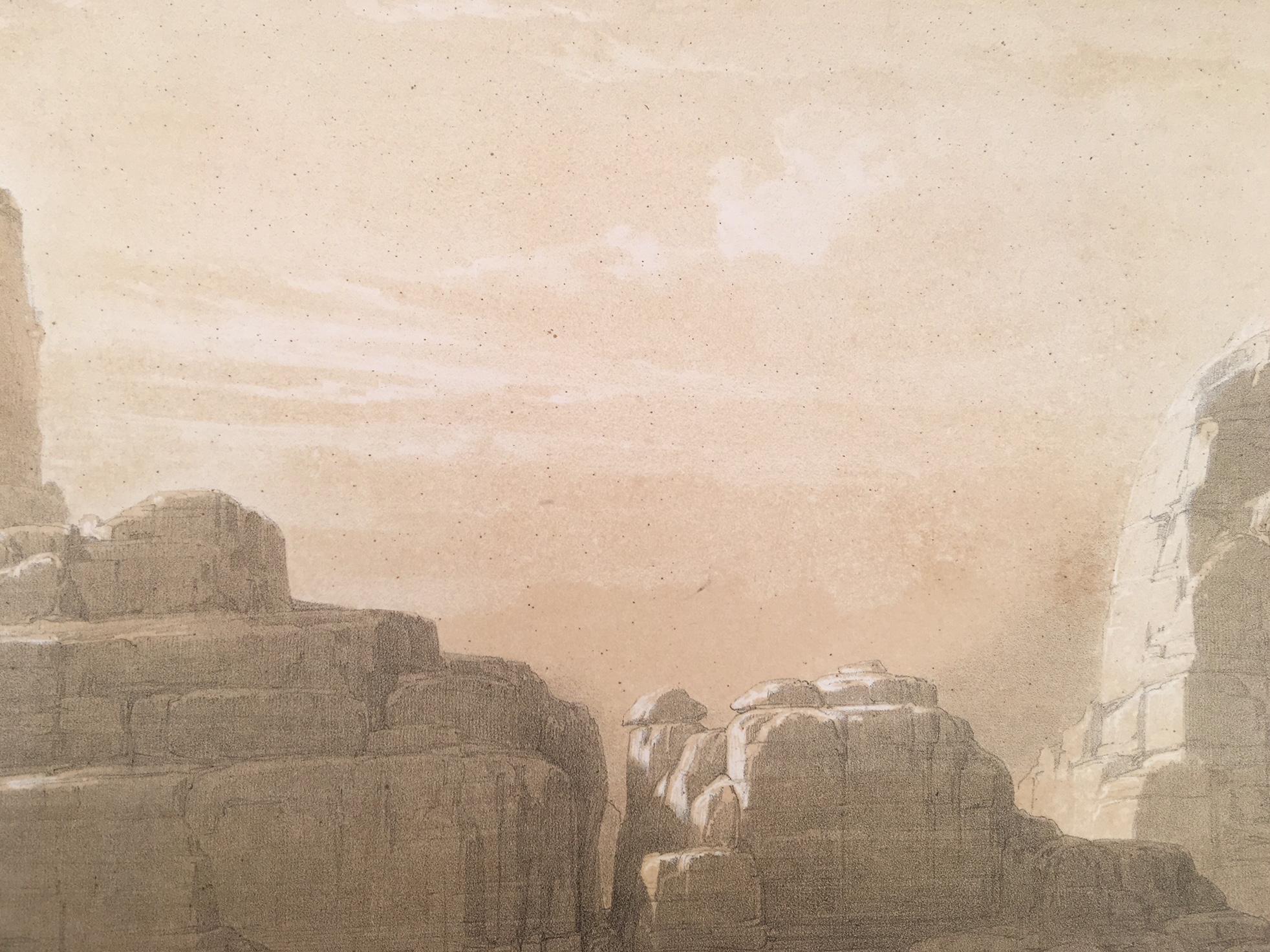 The Acropolis, Lower End of the Valley  (of Petra) - Romantic Print by David Roberts