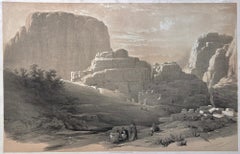 L'Acropoli, l'estremità inferiore della valle, Petra. Litografia di David Roberts, 1849.