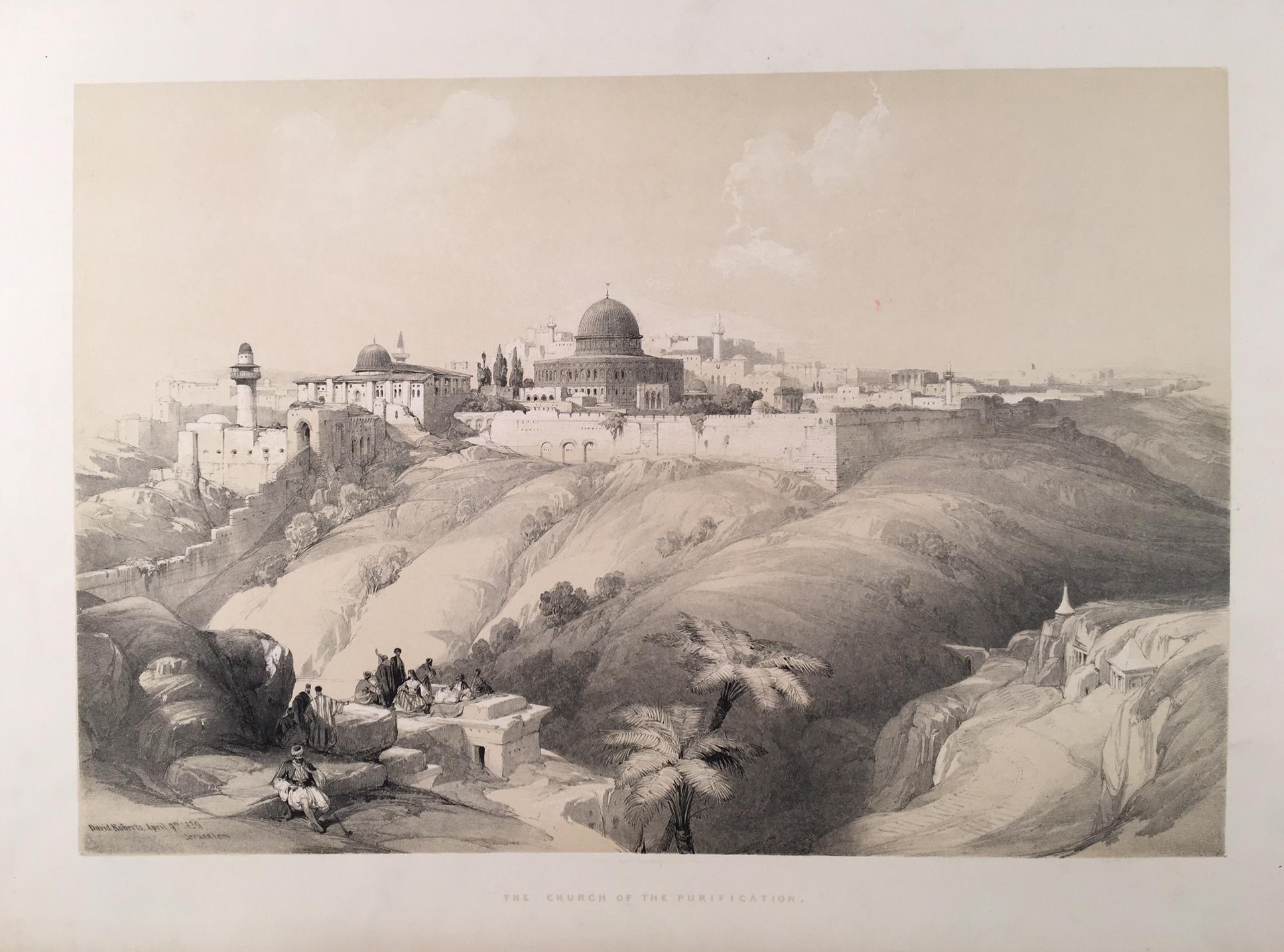 David Roberts Landscape Print - The Church of the Purification (and the Wailing Wall)
