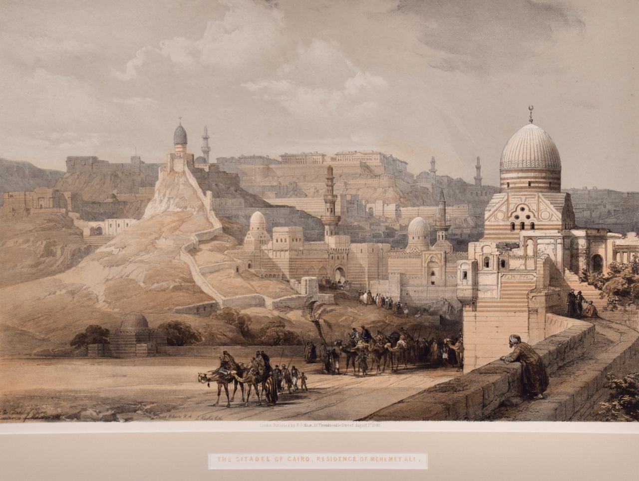 The Citadel of Cairo: 19th C. Hand-colored Roberts Lithograph - Print by David Roberts
