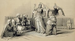 The Dancing Girls of Cairo, Egypt: Original 19th C. Lithograph by David Roberts