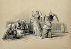 The Dancing Girls of Cairo, Egypt: Original 19th C. Lithograph by David Roberts