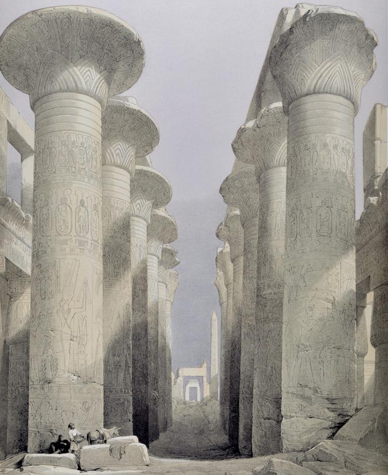 The Great Hall at Karnak, Luxor, Egypt: A 19th C. Lithograph by David Roberts For Sale 2