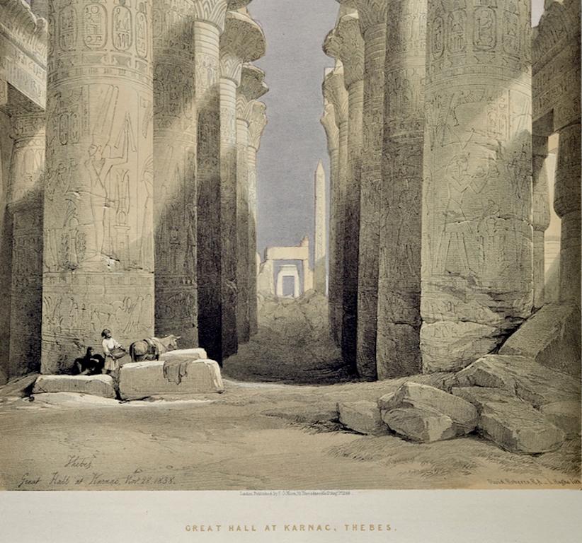 The Great Hall at Karnak, Luxor, Egypt: A 19th C. Lithograph by David Roberts For Sale 3